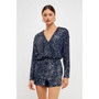 Women's Front Wrap Sequins Romper