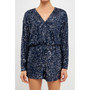 Women's Front Wrap Sequins Romper