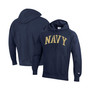 Men's Navy Navy Midshipmen Team Arch Reverse Weave Pullover Hoodie