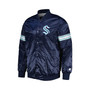 Men's Deep Sea Blue Seattle Kraken Pick and Roll Satin Full-Snap Varsity Jacket