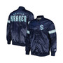 Men's Deep Sea Blue Seattle Kraken Pick and Roll Satin Full-Snap Varsity Jacket