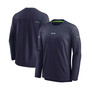 Men's College Navy Seattle Seahawks Sideline Team Performance Pullover Sweatshirt