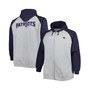 Men's Heather Gray New England Patriots Big and Tall Fleece Raglan Full-Zip Hoodie Jacket