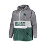 Men's Branded Gray, Green Michigan State Spartans Big and Tall Water-Resistant Half-Zip Hoodie