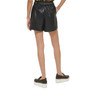 Women's Faux-Leather Pleated Logo-Belt Shorts