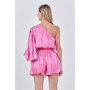 Women's One Shoulder Shiny Romper