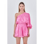Women's One Shoulder Shiny Romper
