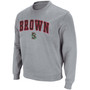 Men's Heather Gray Brown Bears Arch Logo Tackle Twill Pullover Sweatshirt