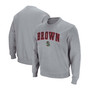 Men's Heather Gray Brown Bears Arch Logo Tackle Twill Pullover Sweatshirt