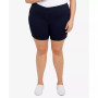 Plus Size Essentials Solid Color Tech Stretch Shorts with Elastic Waistband