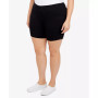 Plus Size Essentials Solid Color Tech Stretch Shorts with Elastic Waistband