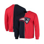 Men's Navy, Red New England Patriots Split Center Pullover Sweatshirt