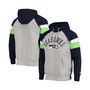 Men's Heather Gray, College Navy Seattle Seahawks Home Run Raglan Pullover Hoodie