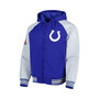 Men's Royal Indianapolis Colts Defender Raglan Full-Zip Hoodie Varsity Jacket