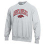 Men's Gray Arkansas Razorbacks Arch Over Logo Reverse Weave Pullover Sweatshirt