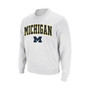 Men's White Michigan Wolverines Arch & Logo Crew Neck Sweatshirt