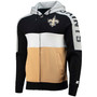 Men's Black, Gold-Tone New Orleans Saints Playoffs Color Block Full-Zip Hoodie