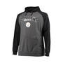Men's Branded Black, Heathered Charcoal Pittsburgh Steelers Big and Tall Lightweight Raglan Pullover Hoodie