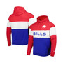 Men's Royal and Red Buffalo Bills Colorblock Throwback Pullover Hoodie