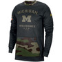 Men's Black and Camo Michigan Wolverines Military Appreciation Performance Pullover Sweatshirt
