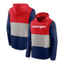 Men's Red and Navy Washington Wizards Linear Logo Comfy Colorblock Tri-Blend Pullover Hoodie