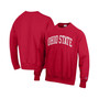 Men's Scarlet Ohio State Buckeyes Arch Reverse Weave Pullover Sweatshirt