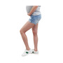 Vintage Wash Roll Fray Hem Maternity Denim Shorts with Belly Band