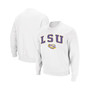 Men's White LSU Tigers Arch Logo Crew Neck Sweatshirt