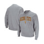 Men's Heather Gray Arizona State Sun Devils Arch Logo Crew Neck Sweatshirt