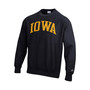 Men's Black Iowa Hawkeyes Big and Tall Reverse Weave Fleece Crewneck Pullover Sweatshirt