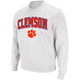 Men's White Clemson Tigers Arch Logo Crew Neck Sweatshirt