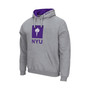 Men's Heathered Gray NYU Violets Arch Logo 3.0 Pullover Hoodie