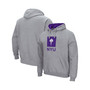 Men's Heathered Gray NYU Violets Arch Logo 3.0 Pullover Hoodie