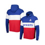 Men's Red, Royal New England Patriots Colorblock Throwback Pullover Hoodie
