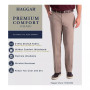 Men's Premium Comfort Khaki Classic-Fit 2-Way Stretch Wrinkle Resistant Flat Front Stretch Casual Pants