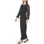 Crewneck Chiffon Flare-Leg Jumpsuit