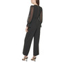Crewneck Chiffon Flare-Leg Jumpsuit