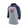 Men's Heather Gray, Heather Navy Washington Nationals Baseball Raglan 3/4-Sleeve Pullover Hoodie