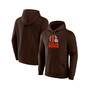 Men's Branded Brown Cleveland Browns Logo Team Lockup Fitted Pullover Hoodie
