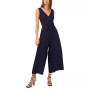Women's Sleeveless V-Neck Tie-Waist Jumpsuit