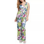 Women's Popliar Sleeveless V-neck Tropical-Print Jumpsuit