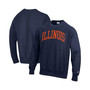 Men's Navy Illinois Fighting Illini Arch Reverse Weave Pullover Sweatshirt