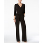 Petite 3/4 Sleeve Belted Wide Leg Jumpsuit