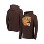 Men's Brown Cleveland Browns Retro Helmet Tri-Blend Raglan Pullover Hoodie