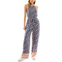 Juniors' Printed Halter Wide-Leg Jumpsuit