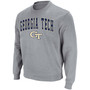 Men's Heathered Gray Georgia Tech Yellow Jackets Arch & Logo Tackle Twill Pullover Sweatshirt