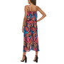 Women's Pleated Sleeveless Printed Chiffon Jumpsuit