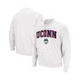 Men's White UConn Huskies Arch & Logo Crew Neck Sweatshirt