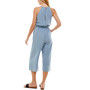 Juniors' Solid Cropped Keyhole-Back Jumpsuit