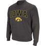Men's Charcoal Iowa Hawkeyes Arch Logo Crew Neck Sweatshirt